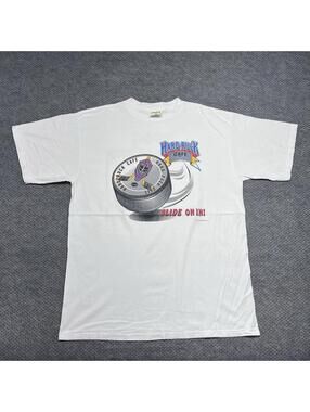 Vintage 1994 Hard Puck Café “Slide On In” Hockey T-Shirt XL RARE MENS WHITE